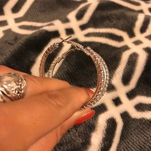 Beautiful Large Rhinestone Hoop Earrings
